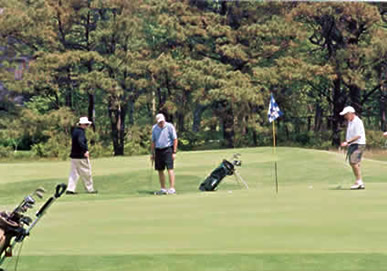 members playing golf